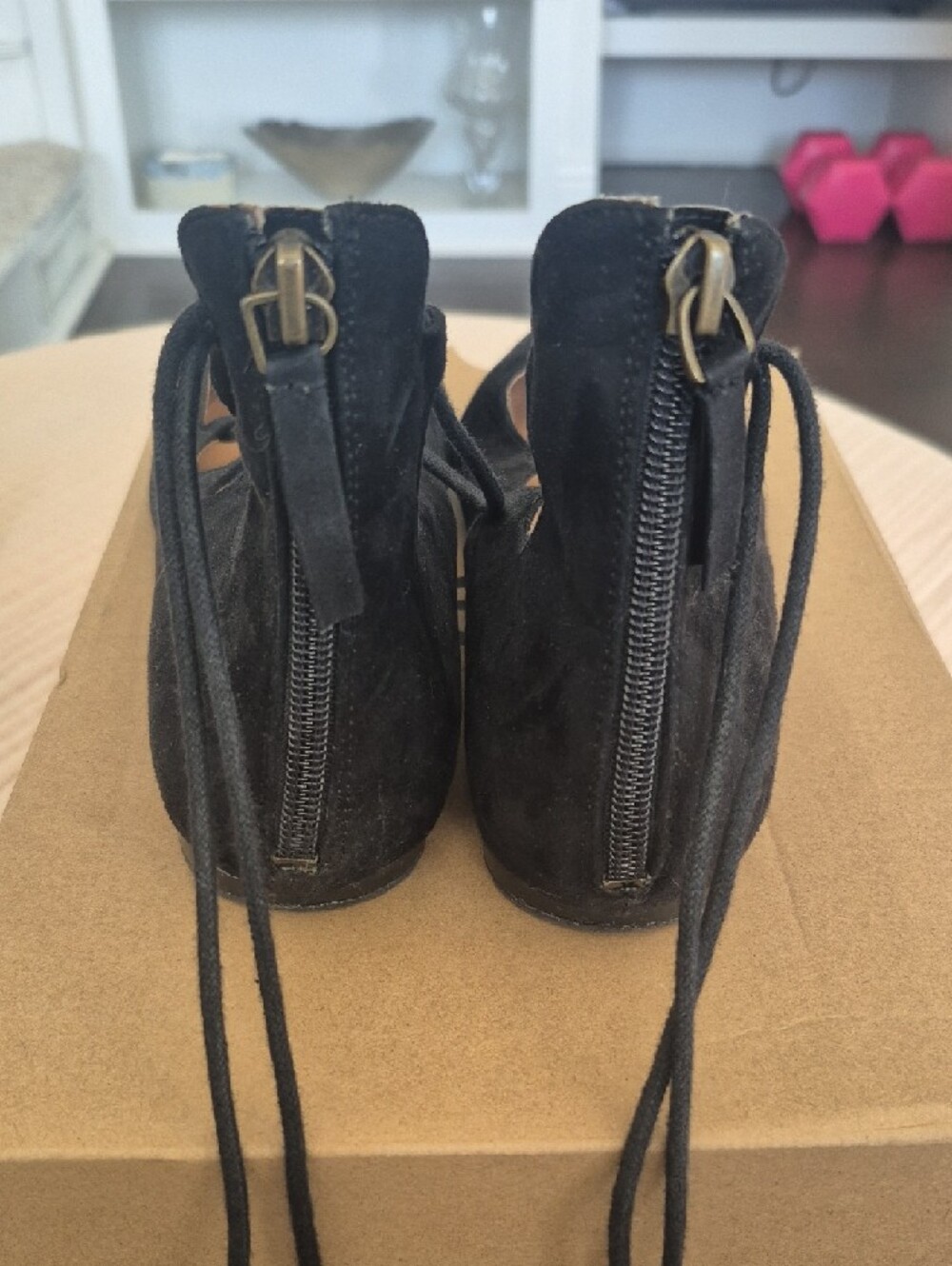 Nine West Black Lace-Up Suede Ballet Flat - Picture 4 of 6